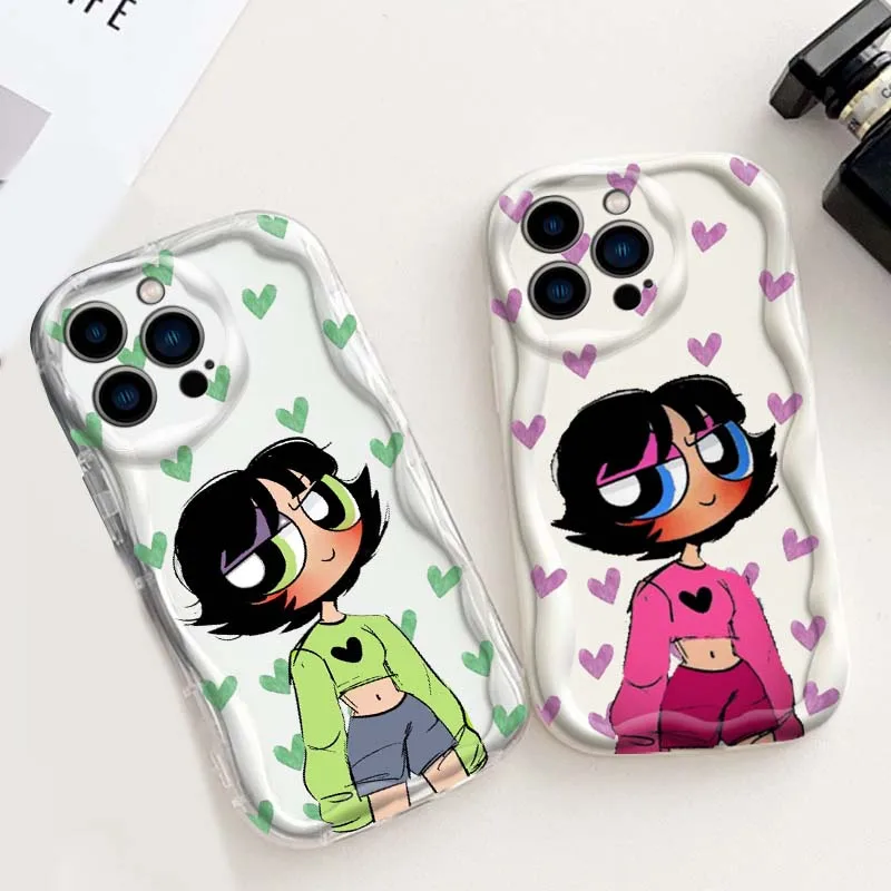 

The P-Powerpuff G-Girls Love For Apple iPhone 16 16E 15 14 13 12 11 XR XS X Pro Max Plus Wave Oil Cover Soft Funda Phone Case