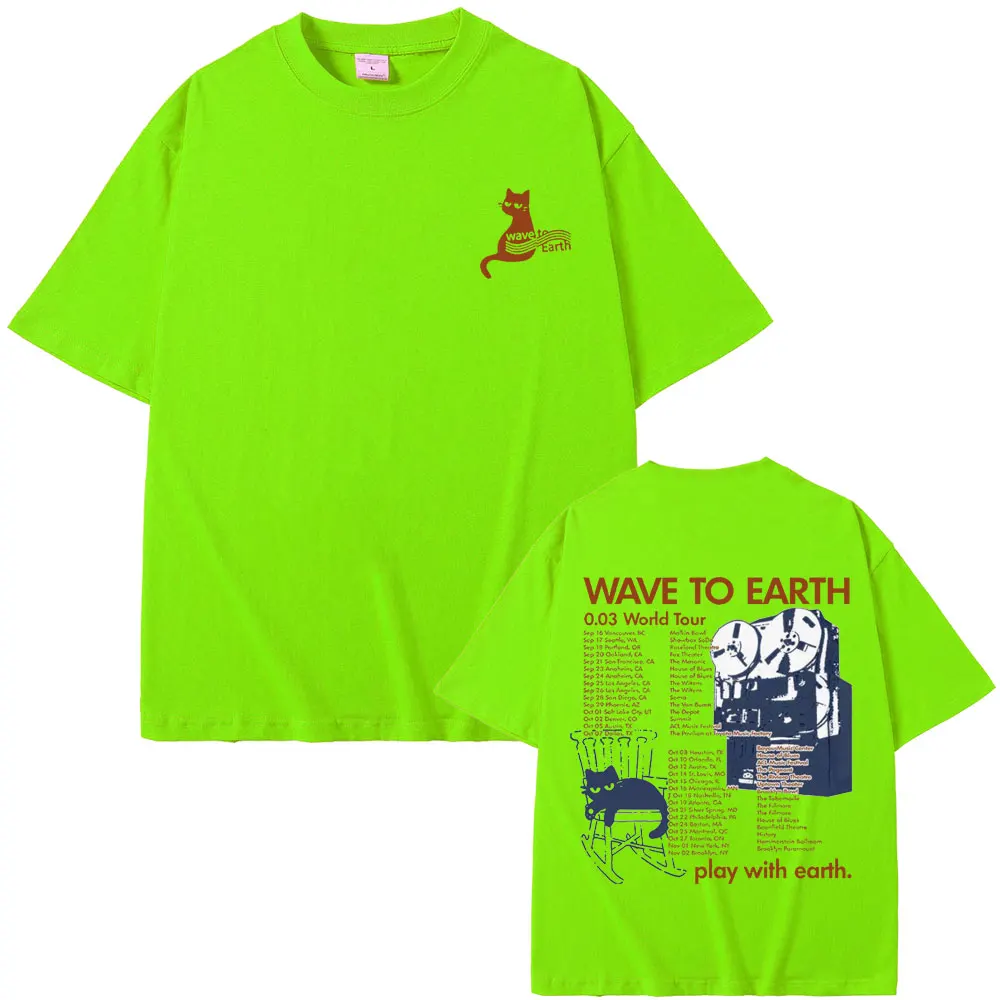 Camiseta de Wave To Earth Cat para hombres y mujeres, camisa de la