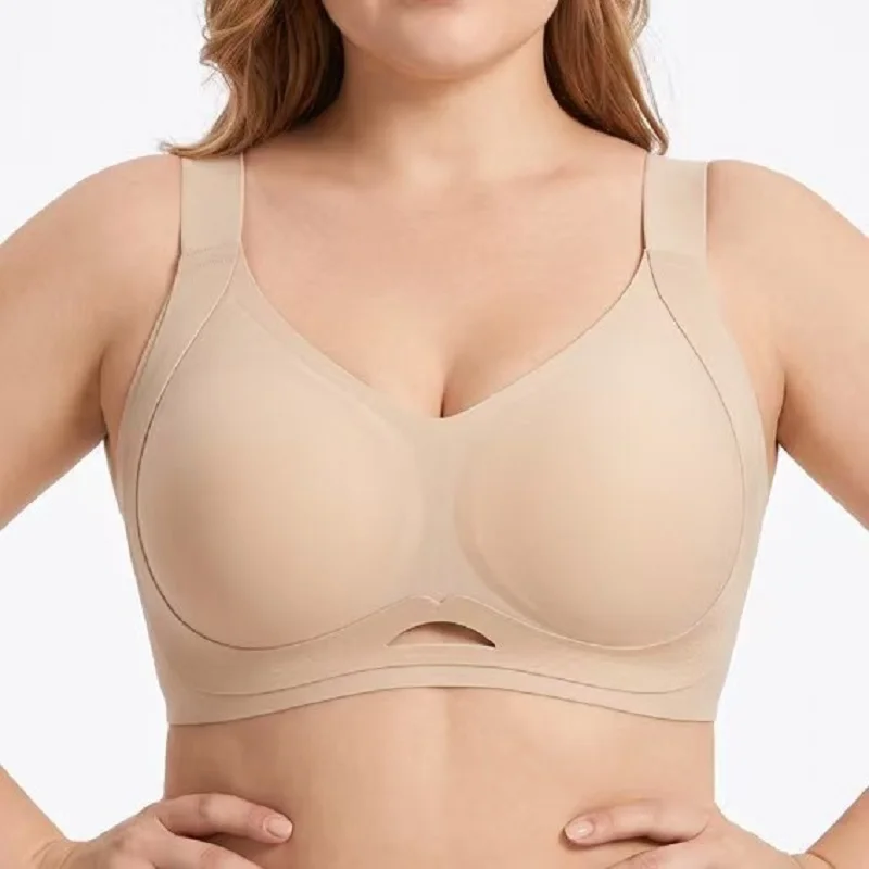 Plus Size Seamless Minimizer Bra Jelly-Gel Soft Support Wireless Lift Side Breast Collection Brassiere for Big Bust Underwear