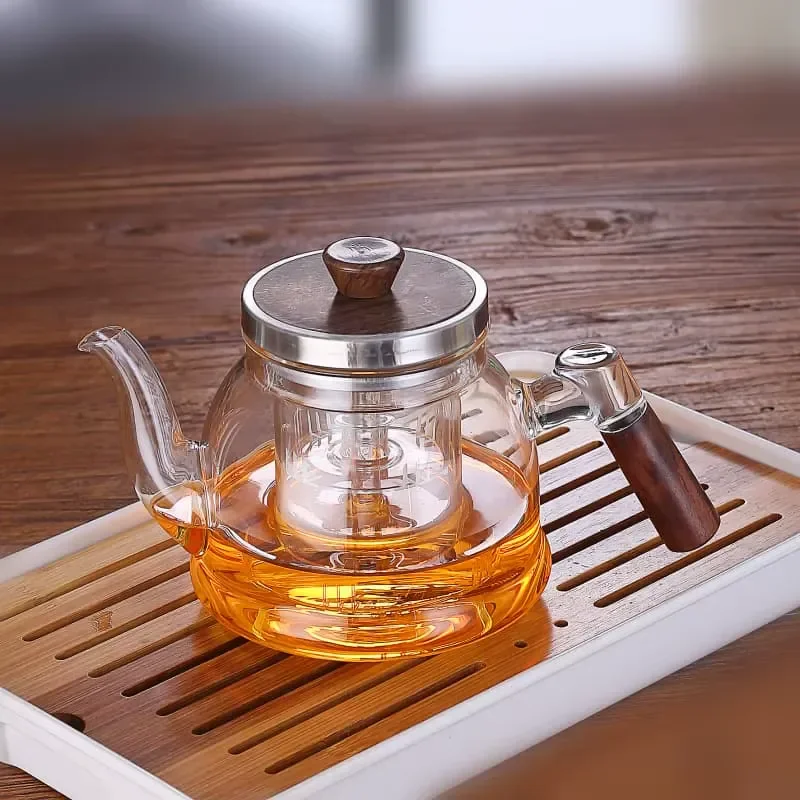 Wholesale Borosilicate Glass Teapot Set with Tea Filter Bamboo Handle Lid for Sented Tea Loose Leaf Tea