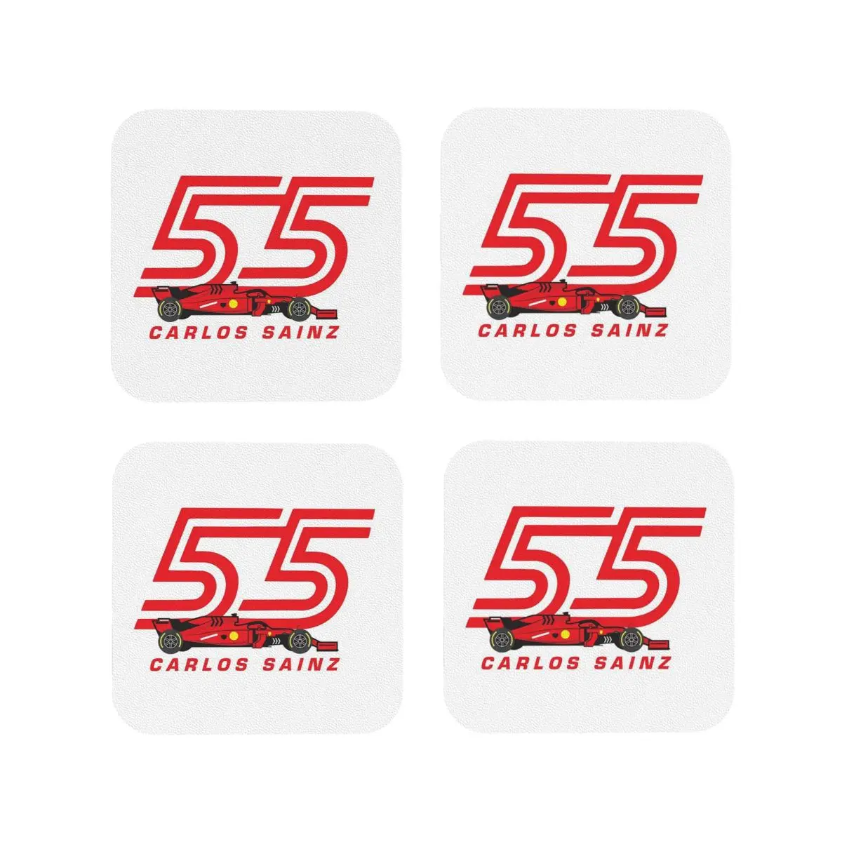 Carlos Sainz Jr F1 Signature Graphic Coasters Kitchen Placemats Insulation Cup Coffee Mats For Decor Tableware Pads Set of 4