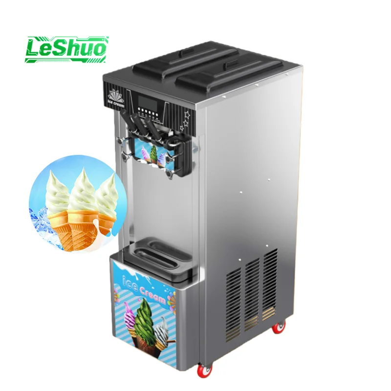 

Hot Sale Commercial Stainless Steel 3 Flavors Soft Ice Cream Machine Automatic with 220v for Milk Water Chocolate Ingredients