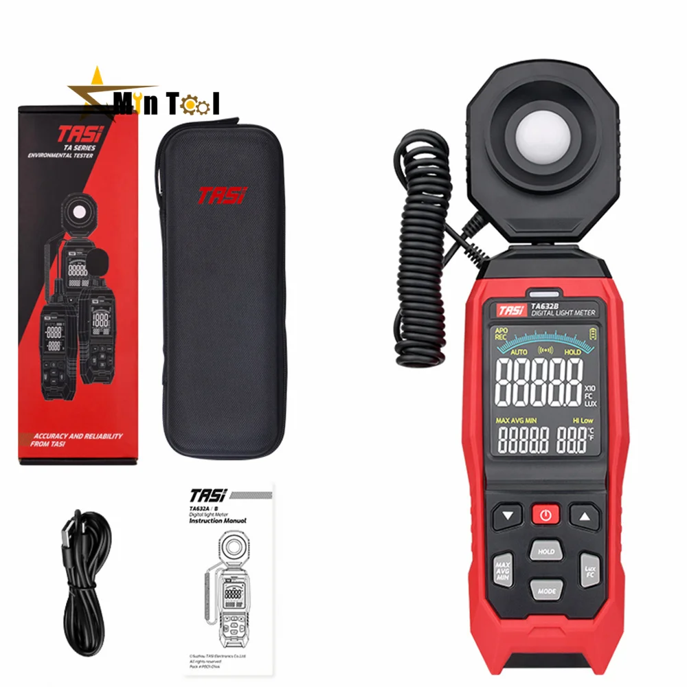 TA632A/B Digital Light Meter Photography Luxmeter Detachable Probe Illuminometer Lux/Fc Photometer Tester Measuring Tools