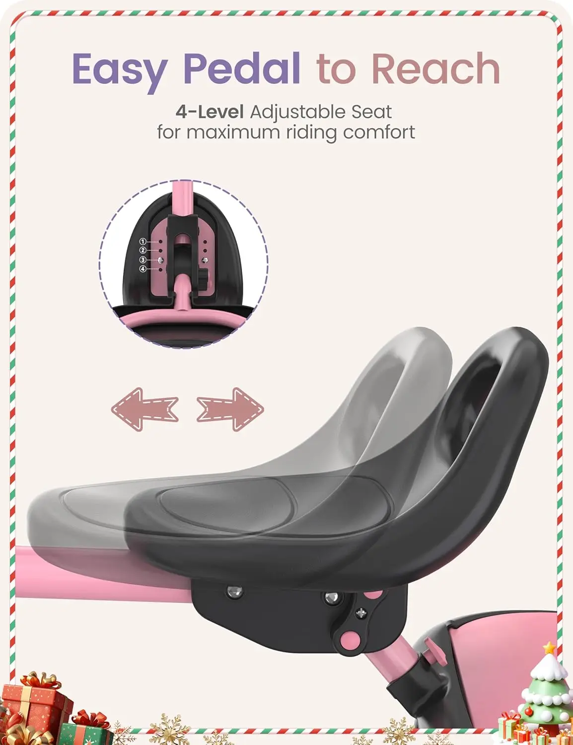 Tricycle avec éclairage coloré pour tout-petits, vélo avec cloche, cadeau pour enfants de 2 à 5 ans, 18 mois à 5 ans