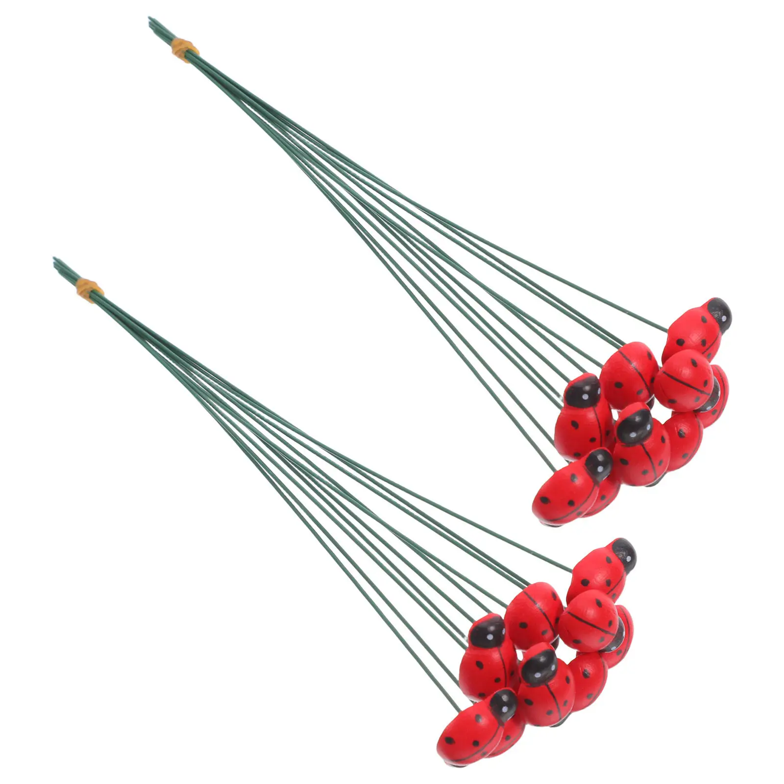 20Pcs Handcrafted Wood Ladybug Garden Stakes Outdoor Yard Decorations Garden Decor for Patio Lawn Flower Bed Spring Decor