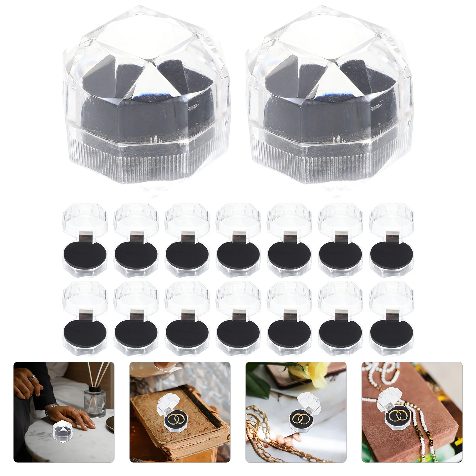 

20Pcs Ring Boxes Portable Clear Ring Storage Box Ideal Wedding Engagement Proposal Organizer Gift Case Wedding Supply