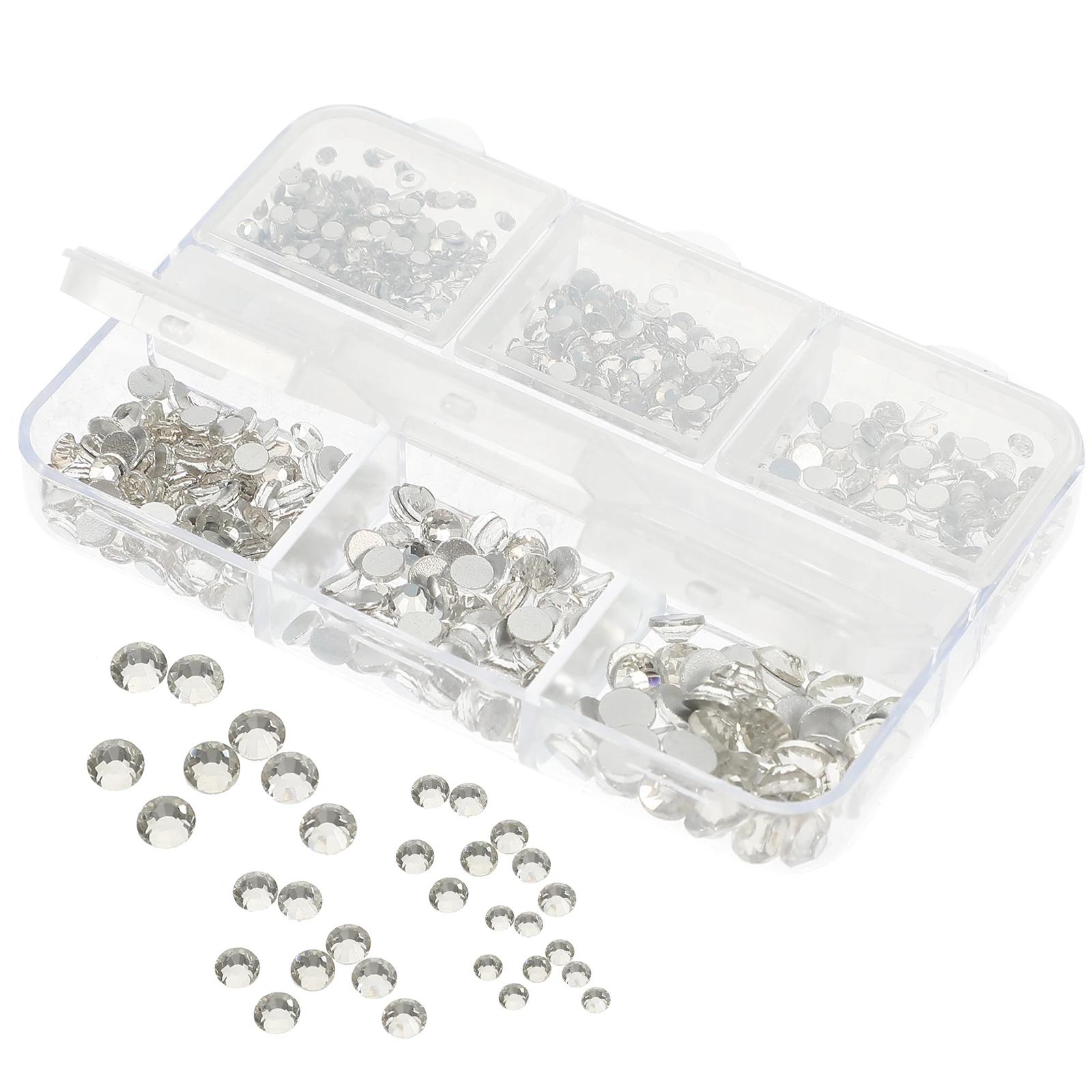 1 scatola di adesivi per unghie con strass, ciondoli con retro piatto per decorazioni per nail art, manicure, accessori fai da te, ornamenti artigianali