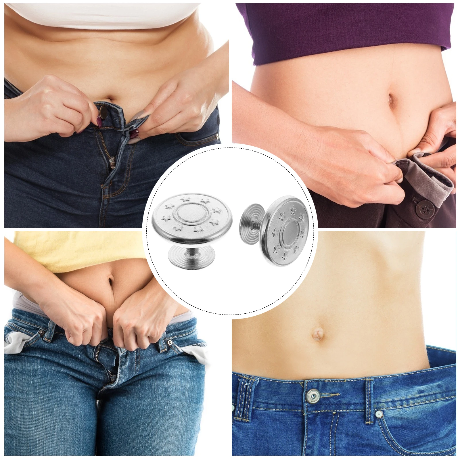 

10Pcs Pants Waist Buckle Adjustable Nail-Free Buttons Non-Slip Pants Button Jeans Accessories DIY Slimming Waist Buckles