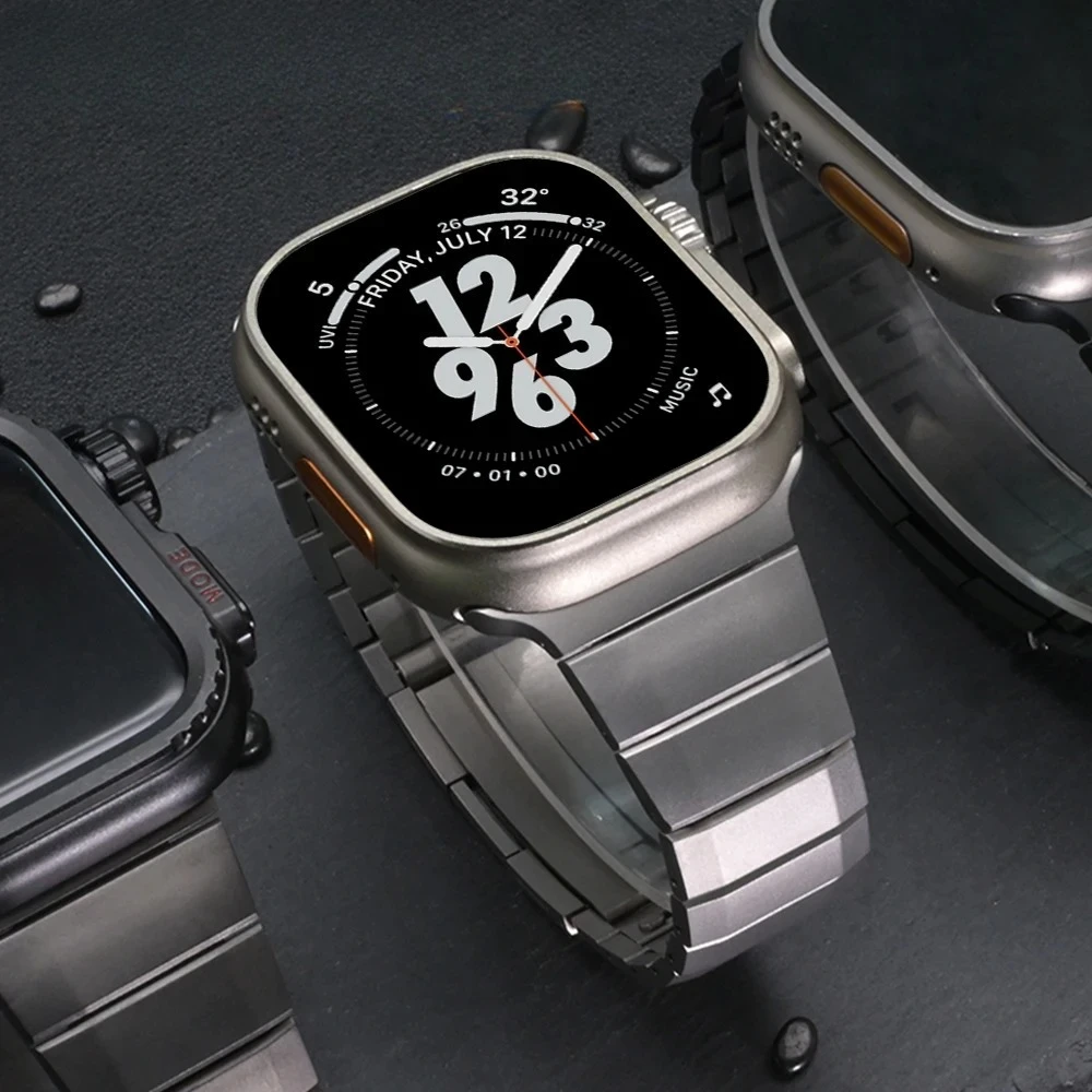 

Титановый металлический ремешок для Apple Watch Ultra 3/2 49 мм, деловой мужской браслет для серии iwatch 11 10 46 мм 9 8 7 45 мм 6 SE 44 мм ремешок