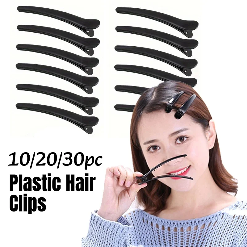 10-60pc Plastic Hair Clips Hairdressing Salon Hairpins Black Single Prong DIY Duckbill Section Hair Clip Hair Care Styling Tool