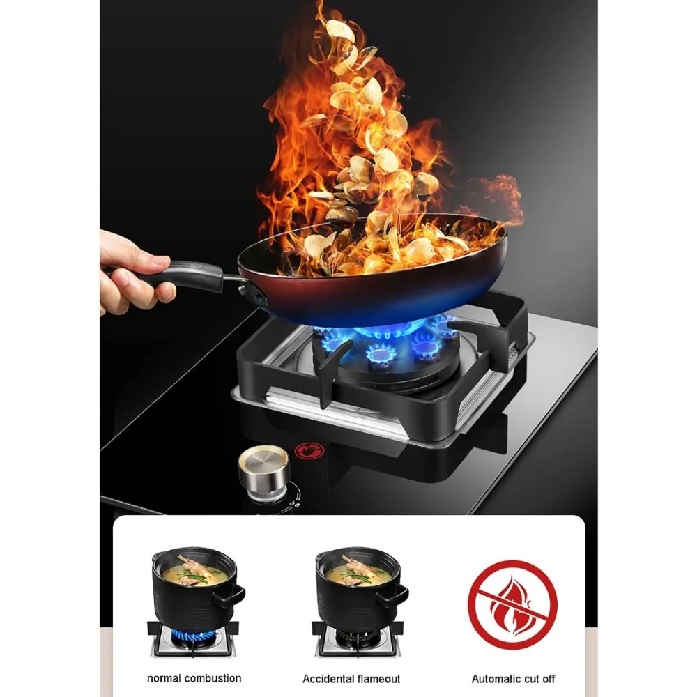 ビルトインガスコンロ 5.2KW 中華鍋用コンロ キッチンバーナー FFD付き、NG/LPG(A,LPG)対応