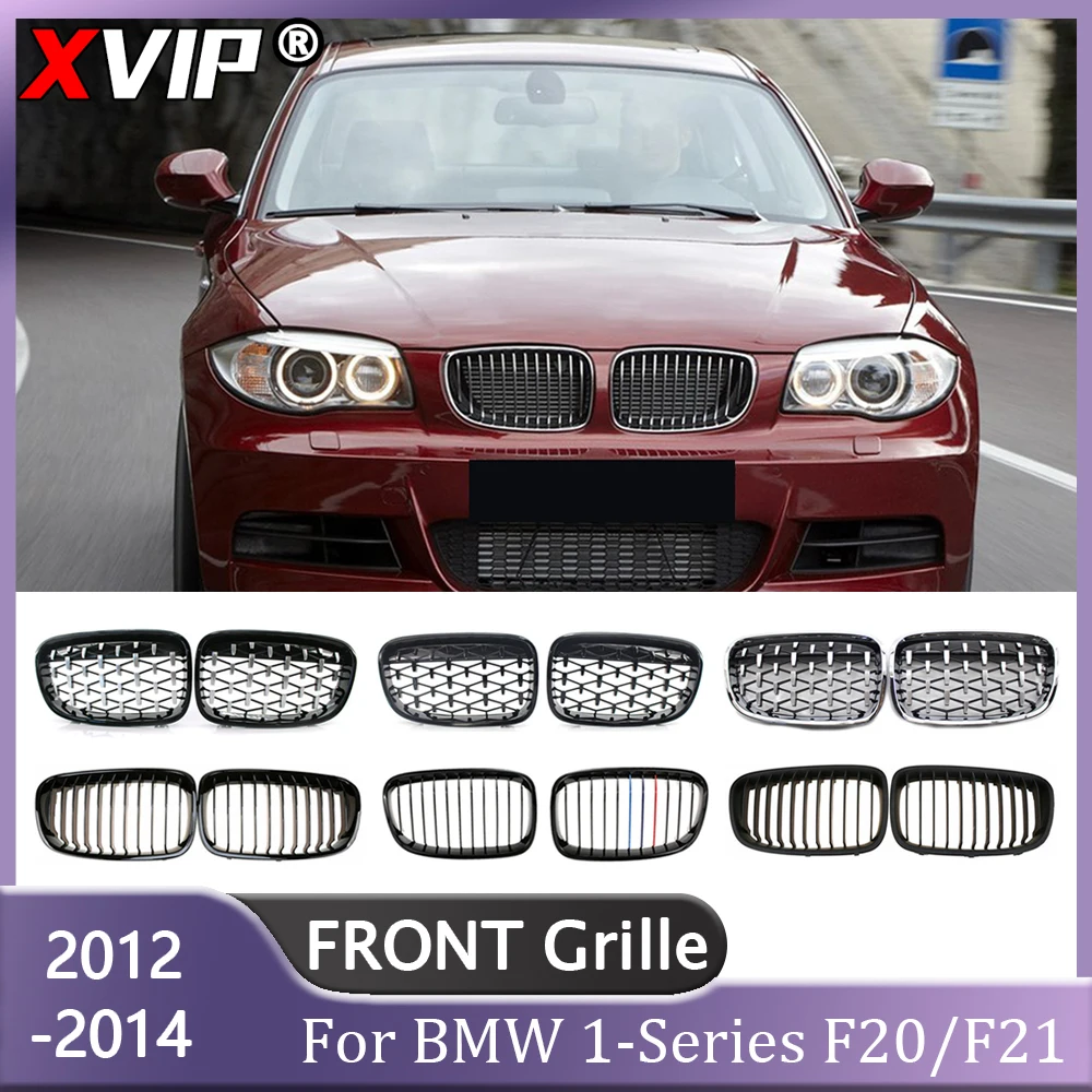 

XVIP Car Gloss Single Line Front Bumper Grilles For BMW 1-Series F20 F21 2012-2014 128i 125i Silver Diamonds Style Racing Grills