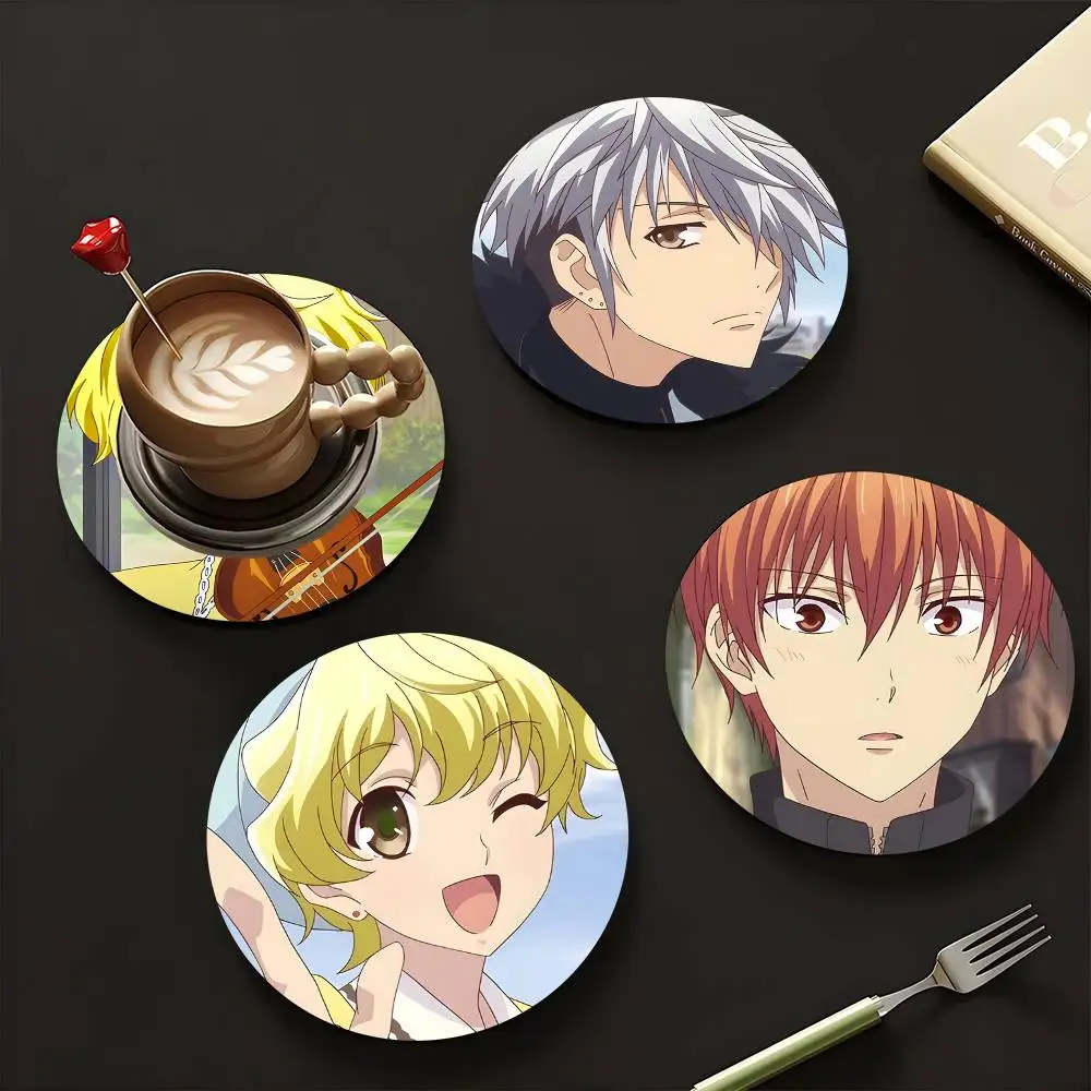1pc Fruits Basket Wooden Coaster Colour Printing Cup Mat Home Desk Decoration Gifts
