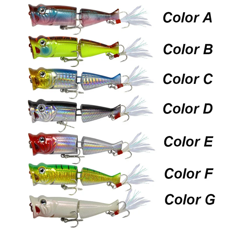 YUCONG 7PCS Floating Popper Baits 80mm-11g Jointed Hard Swimbaits 2-Sections Fishing Lures Topwater cebos duro Noisy Isca Pesca