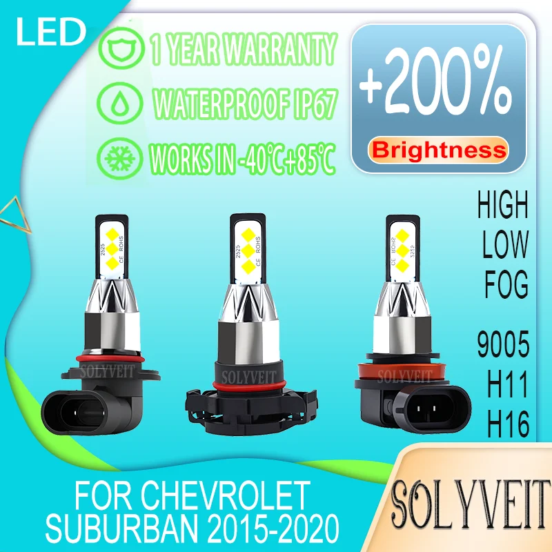 

Dustproof Waterproof IP67 9005 H11 H16 LED Headlight high/low foglight For Chevrolet Suburban 2015 2016 2017 2018 2019 2020
