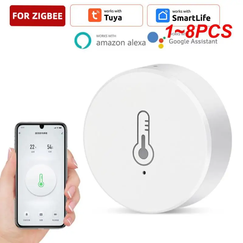 

1~8PCS tuya 3.0 Smart Temperature And Humidity Sensor Tuya Smart Life App Remote Control Work With Alexa Home