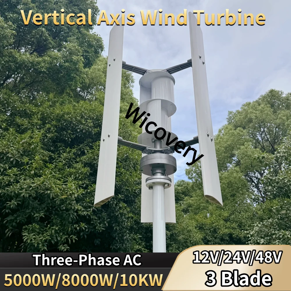 5000W 8000W 10KW China Low Noise Vertical Wind Turbine Generator With Hybrid Controller 12V 24V 48V Windmill For Home Use
