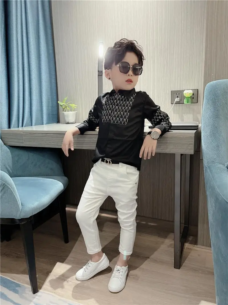 Children\'s Spring and Autumn New White Boys\' Pants Baby Elastic Slim Fit Middle And Big School Cotton Trousers FOR Kids