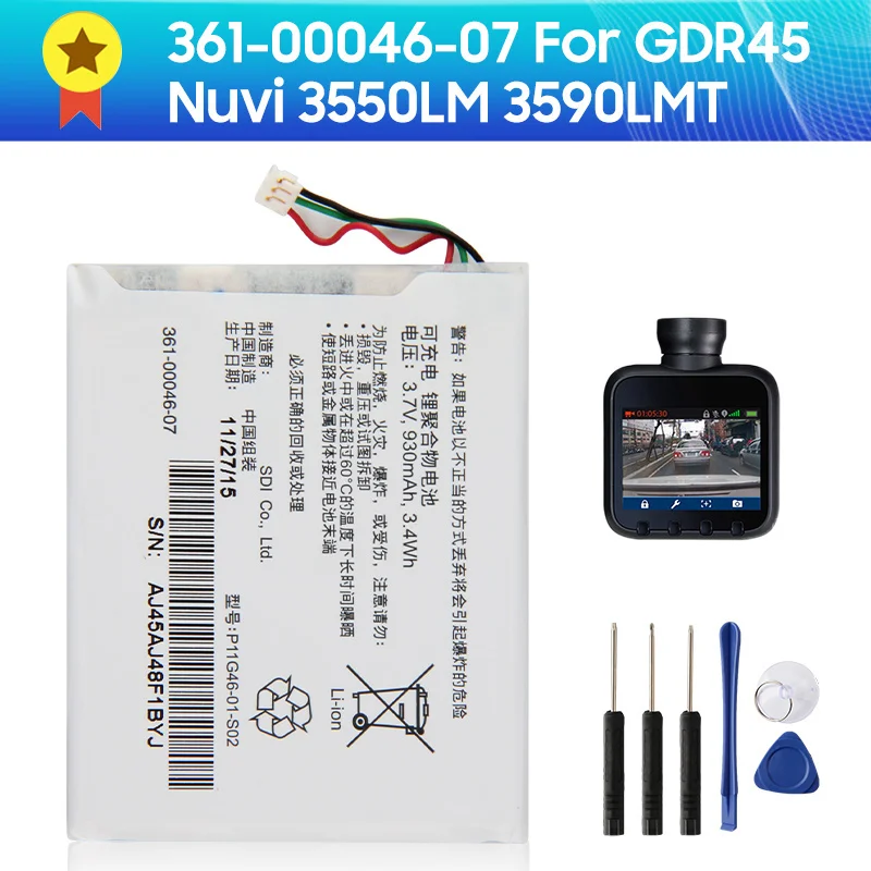 

Production in 2024 361-00046-07 361-00046-00 Battery For Garmin GDR45 Nuvi 3550LM 3590LMT Replacement Batteries With Tools