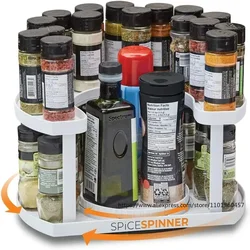 SPICE SPINNER Kitchen Rotating Seasoning Rack Double Layer Seasoning Salt Sugar Bottle Storage Rack Household Storage Artifact