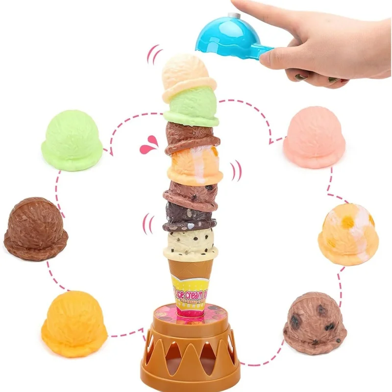 Set da gioco per gelato, paletta impilabile e per bilanciare il gelato per i più piccoli, set da gioco per bambini, set da cucina, dessert