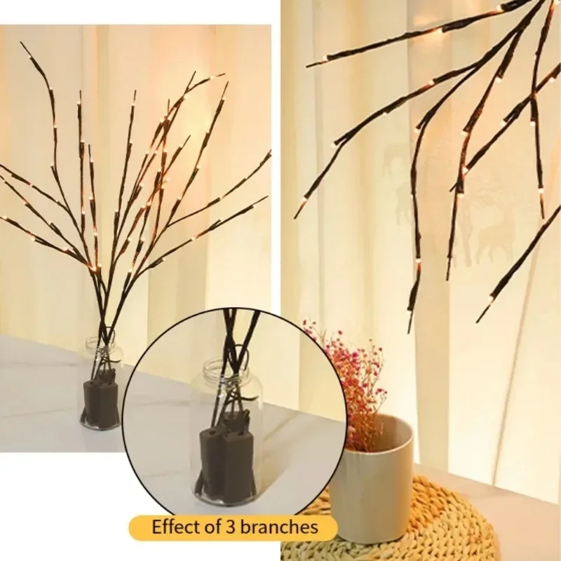 LED White Birch Branch Christmas Tree Branch Fairy Garland Light Party Wedding Decoration Dinner Table Lamp Fairy Light String