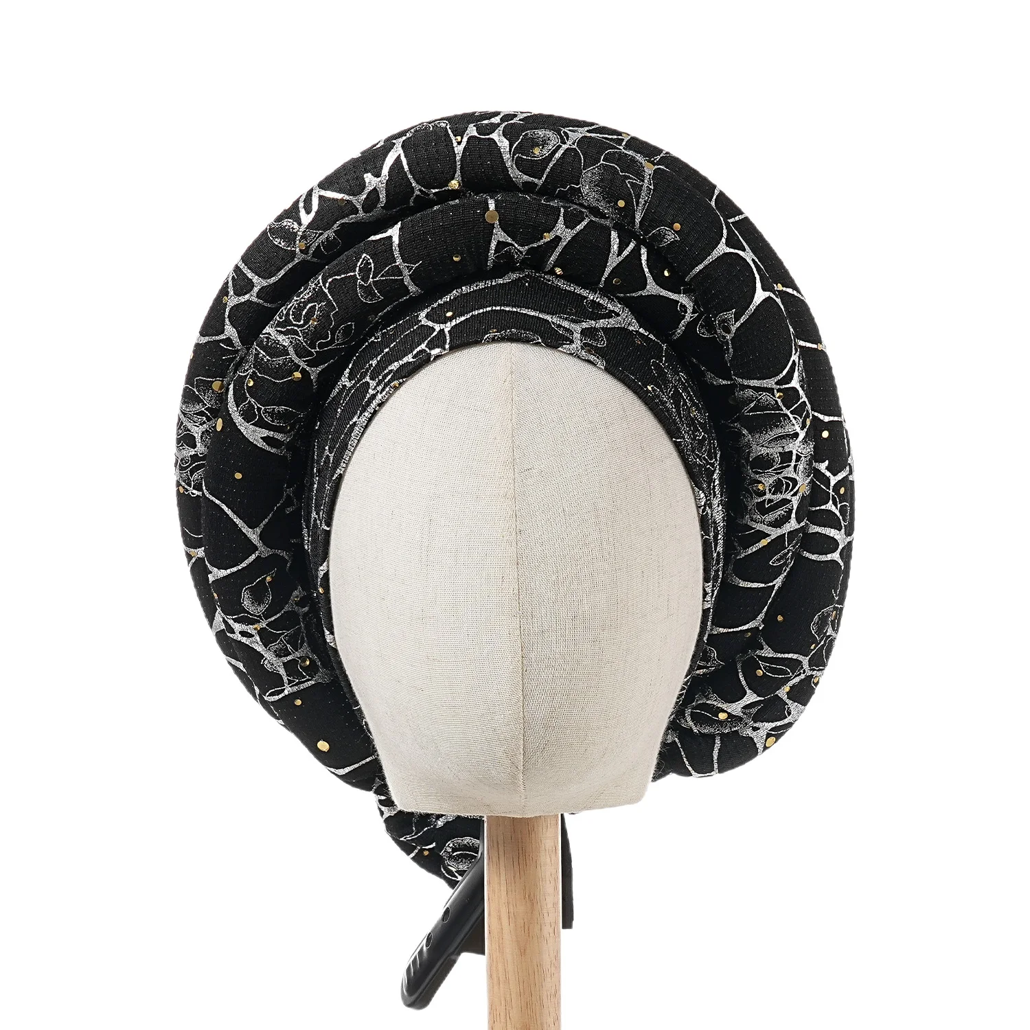 Motorhaube für Damen, Mütze, Turban, gefaltet, Knospe, exquisites Kopftuch, lässig, bequem, modisch, vielseitig, warm, Kreuzhut, Rand, Falten, Spitze – Detail 8