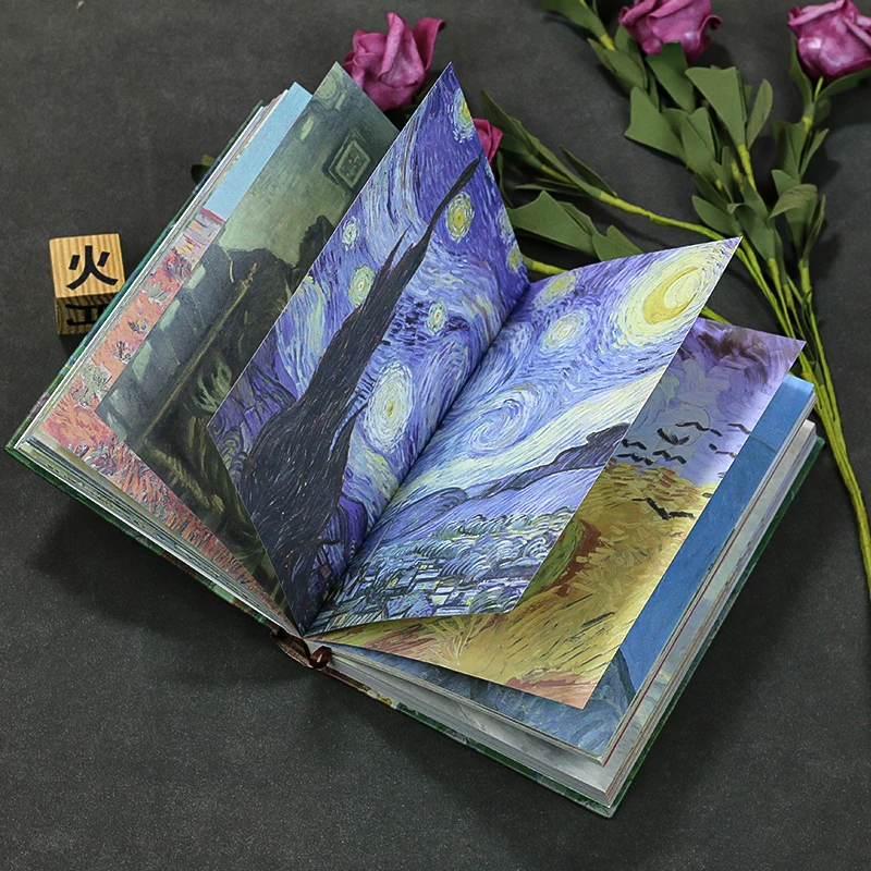 A5 Vintage Art Journal 128-Color Pages with Thick Sketch Paper Famous Painting Illustrations for Scrapbooking Diary
