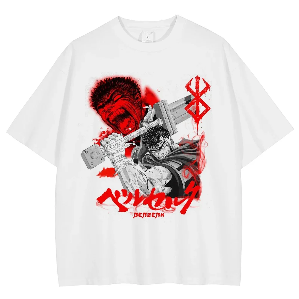 

Men Streetwear Fashion Oversized White Tshirt Anime Graphic Print Casual T-Shirt Harajuku Summer Cotton Top Tee Unisex