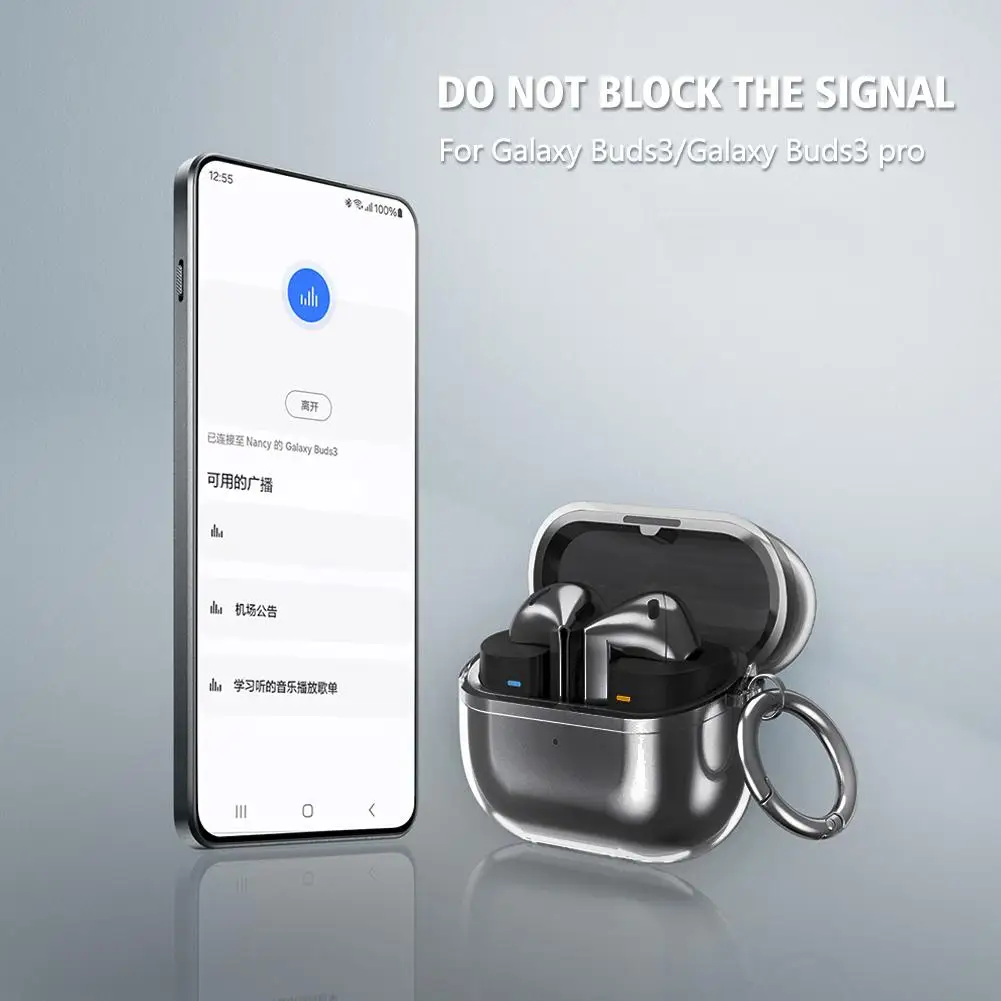 Soft Silicone Case For Samsung Galaxy Buds 3 Pro Wireless Bluetooth Earphone Shockproof Protective Case With Switch Hook