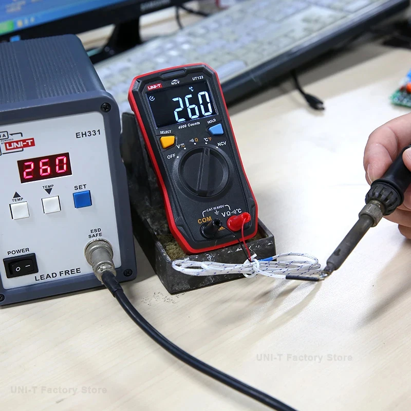 UNI-T-UT123 Mini Multímetro Digital, Medidor De Resistência De Tensão Profissional, Temperatura NCV Continuidade Tester, EBTN Tela Colorida