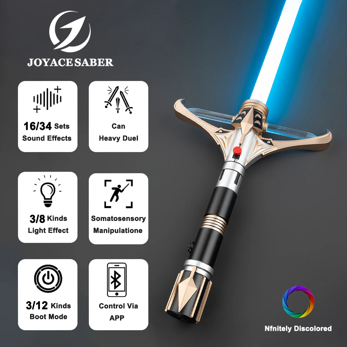 

JoyaceSaber Stellan Gios LightSaber With sound effects Metal Handle Pixel Light saber Heavy Dueling Laser Sword Luminous Toys