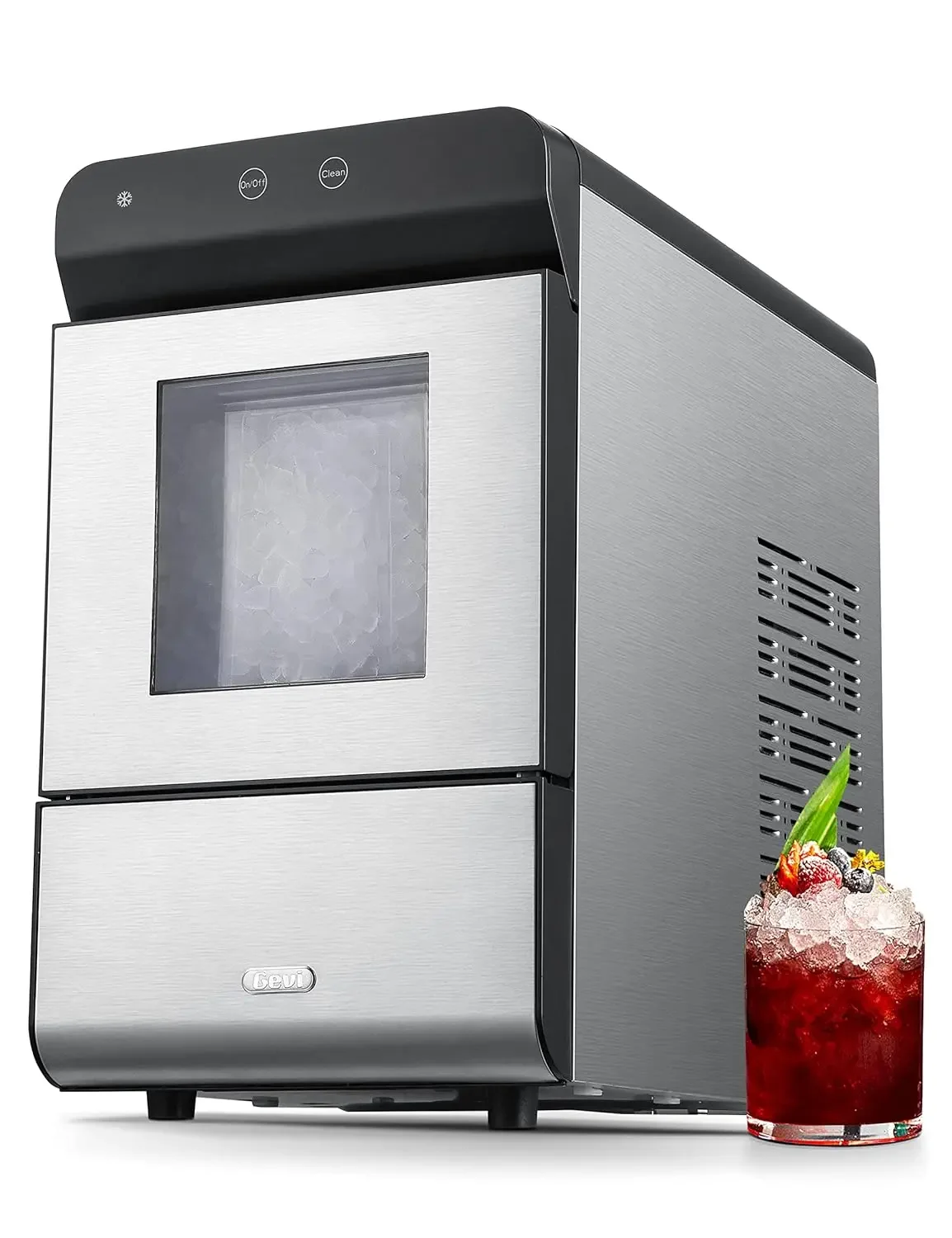 

V2.0 Countertop Nugget Ice Maker with Viewing Window Self-Cleaning Pebble Ice Machine Open and Pour Water