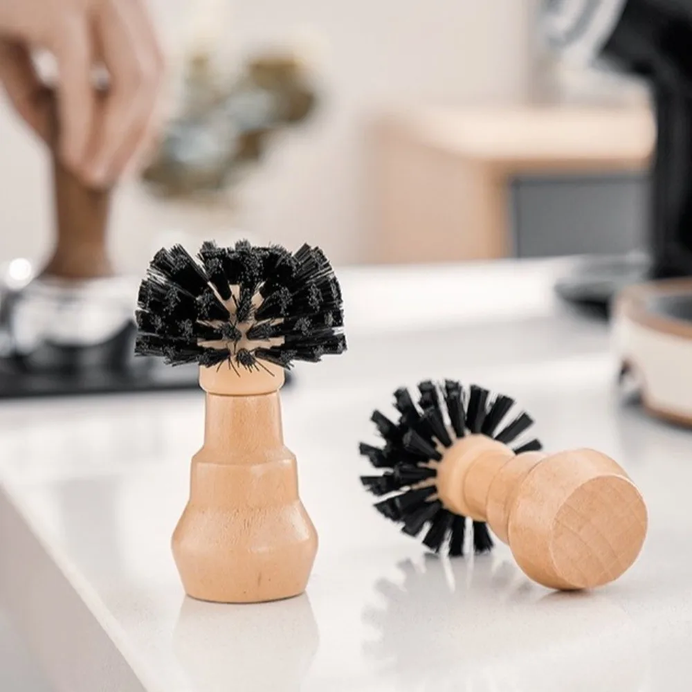 Wooden Handle Coffee Tamper Cleaning Brush Residual Powder Sweep Professional Coffee Machine Brush Protable Efficient