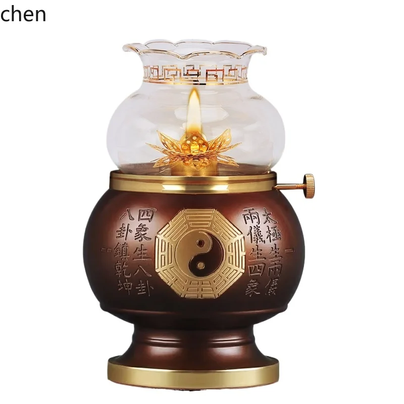 pure copper antique Taoist supply set, a full set of offering supplies, Tai Chi Bagua incense burner water cup