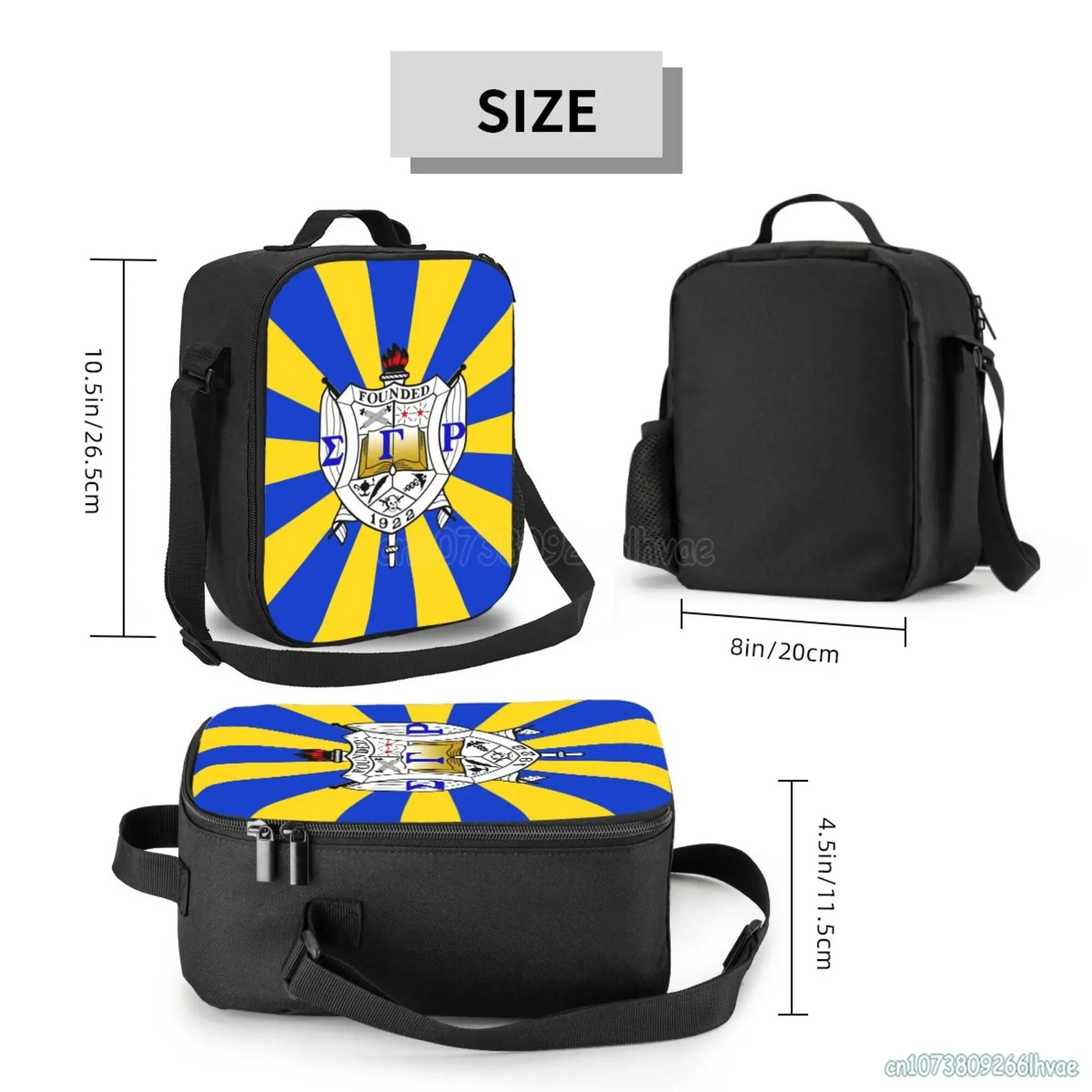 Sigma Gamma Rho Insulated Lunch Bag Reusable Thermal Lunch Box Waterproof Oxford Bento Bags Single Shoulder Portable Tote Bag