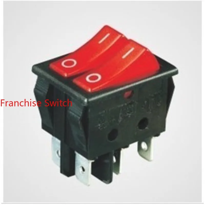 

10PCS Ship type switch R-220-D5L-BR 6 feet 2 gears, double group, red light 32X25