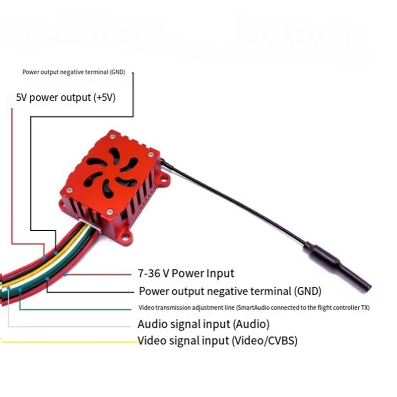 B34B-Long Distance 5.8Ghz 1.6W FPV Wireless Transmitter 48CH For RC Plane With Heat Sink Fan Video AV Audio Sender