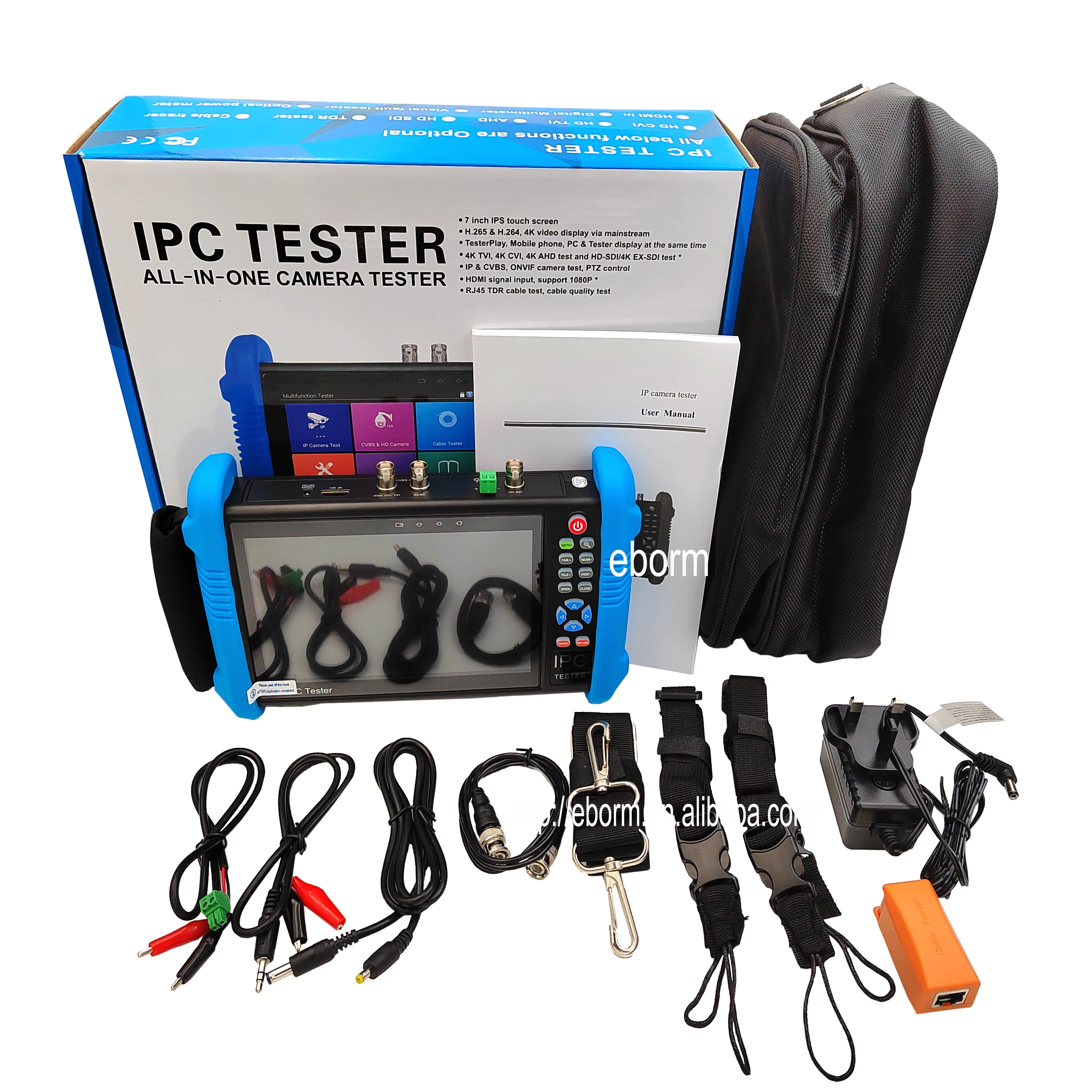 Venta caliente 7 pulgadas pantalla táctil WIFI 8MP TVI 8MP CVI 8MP AHD cámara H.265/H.264 entrada HD CCTV IPS cámara probador