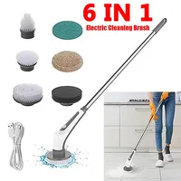 6 In 1 Wireless Electric Cleaning Turbo Scrub Brush Window Wall Cleaner Adjustable Cleaning Brush Bathroom Kitchen Cleaning Tool