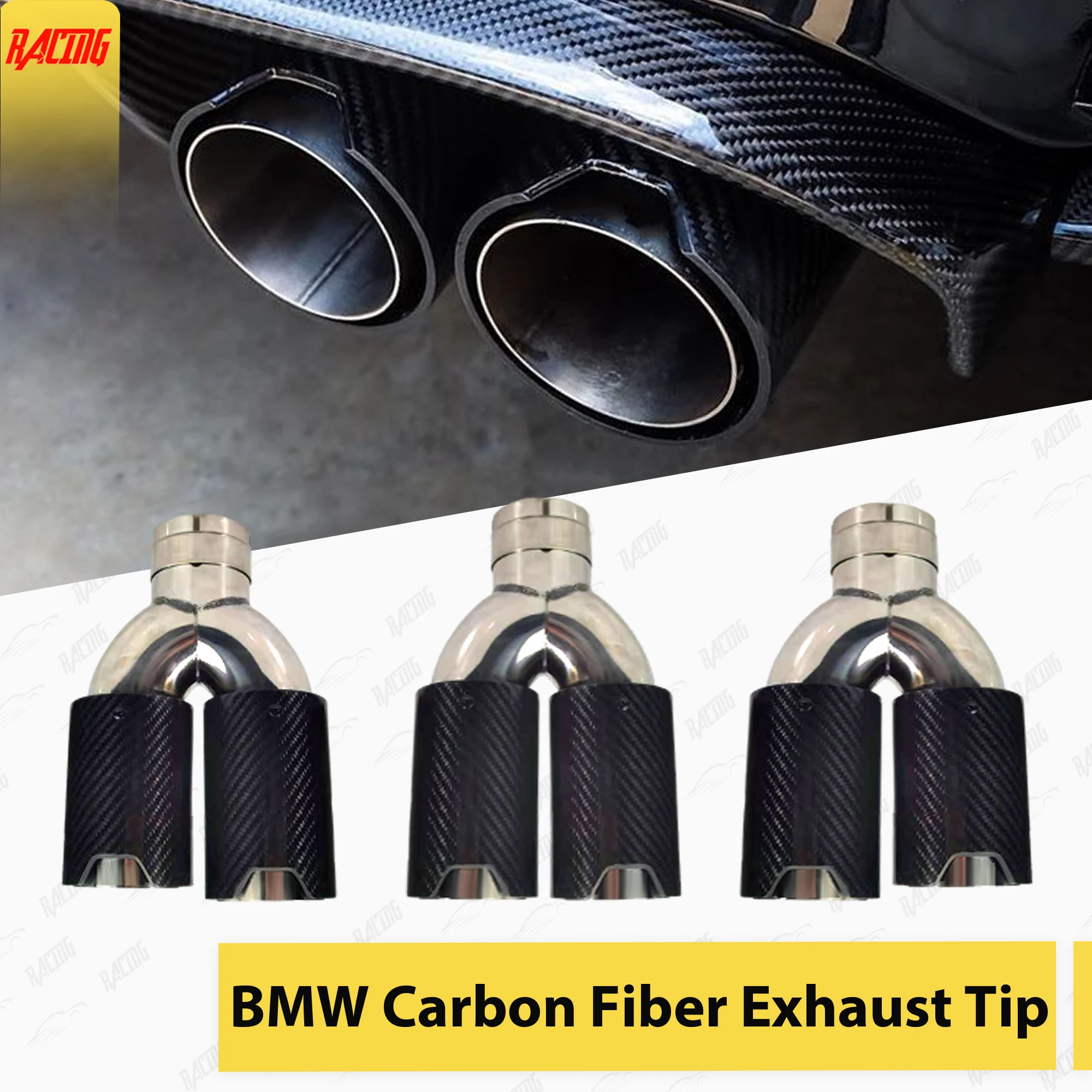 

1Pc High Quality Carbon Fiber Dual Exhaust Tips for Modification Upgrade Decorate Car Muffler Tail Pipes U-Type