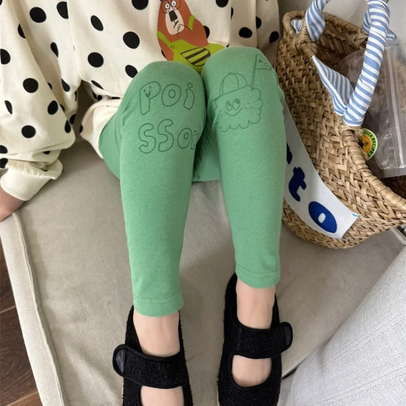 

Girls cartoon letters Leggings Baby girls 3 colors all-match casual skinny pants