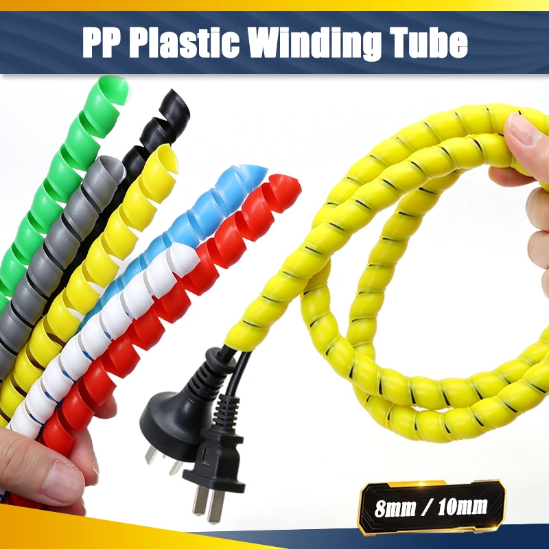 3/5/10m PP Spiral Tube 8mm 10mm Flexible Cable Sleeve Wire Protection Sleeve Cover Cable Protector Durable Line Organizer Pipe