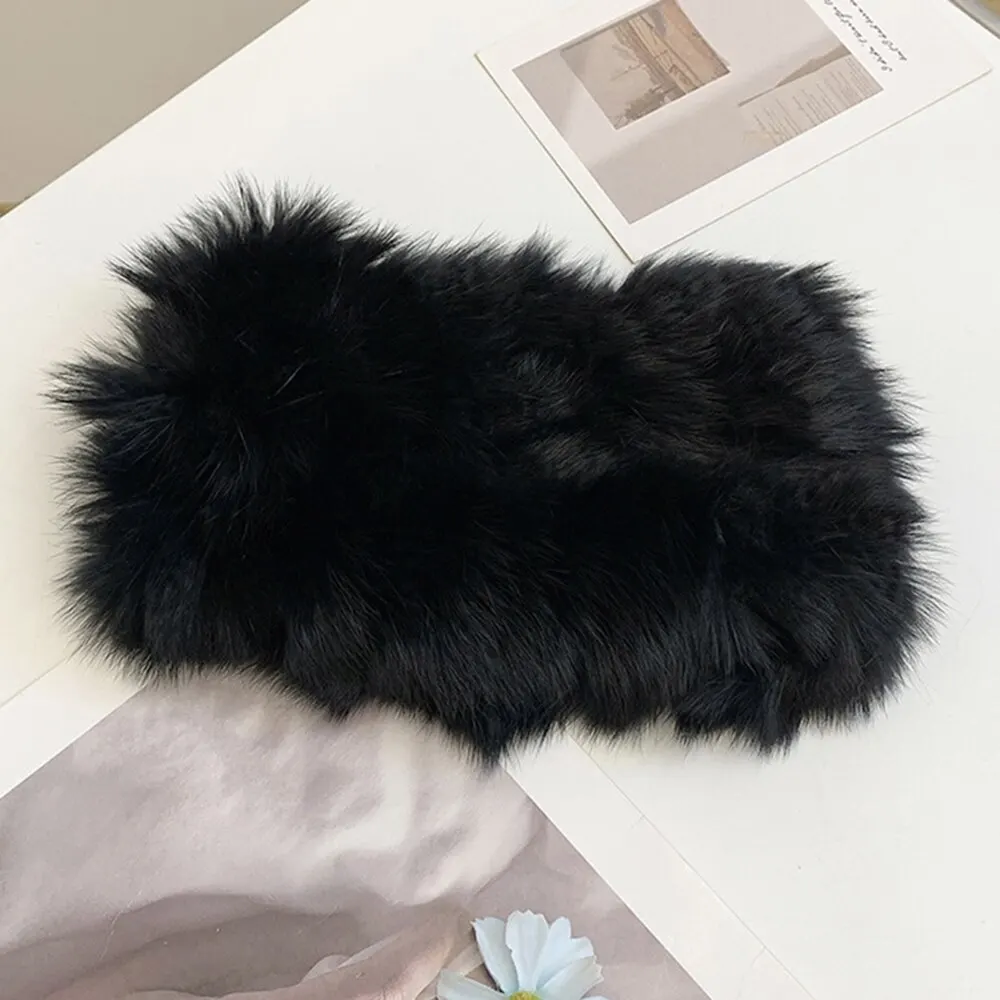 Autumn and Winter Real Rabbit Hair Band Hair Hoop Women's Warm Fur Fur Hat Vintage Wide Edge Plush Headband