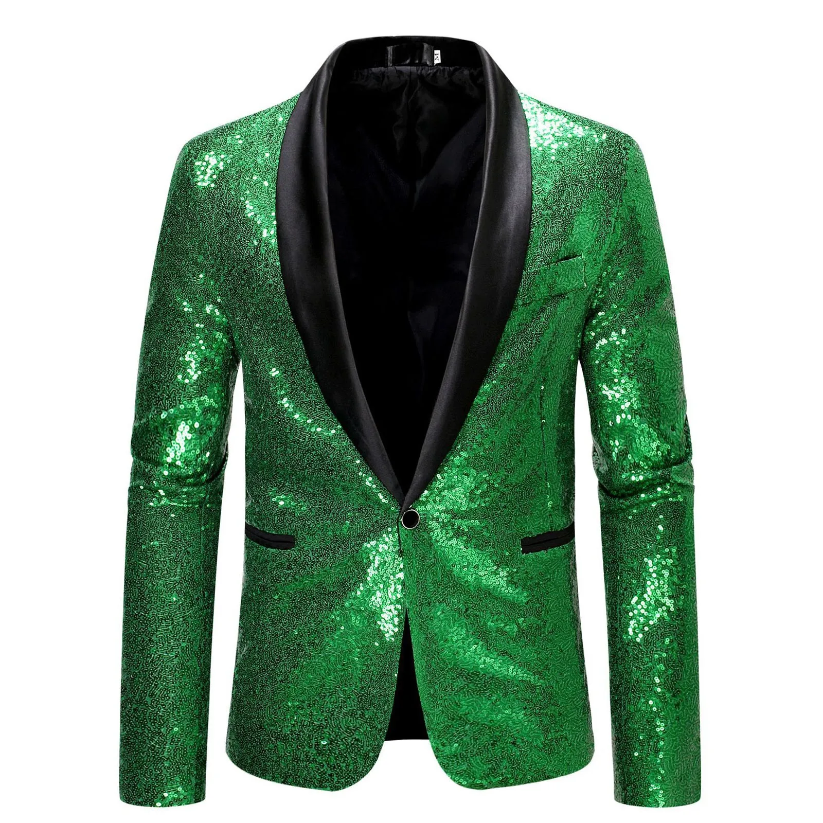 Autumn Men's Fashion Sequins Blazers & Suit Jackets Slim Lapel Single Grain Buckle Jazz Dance Carnival Party Performance Wear