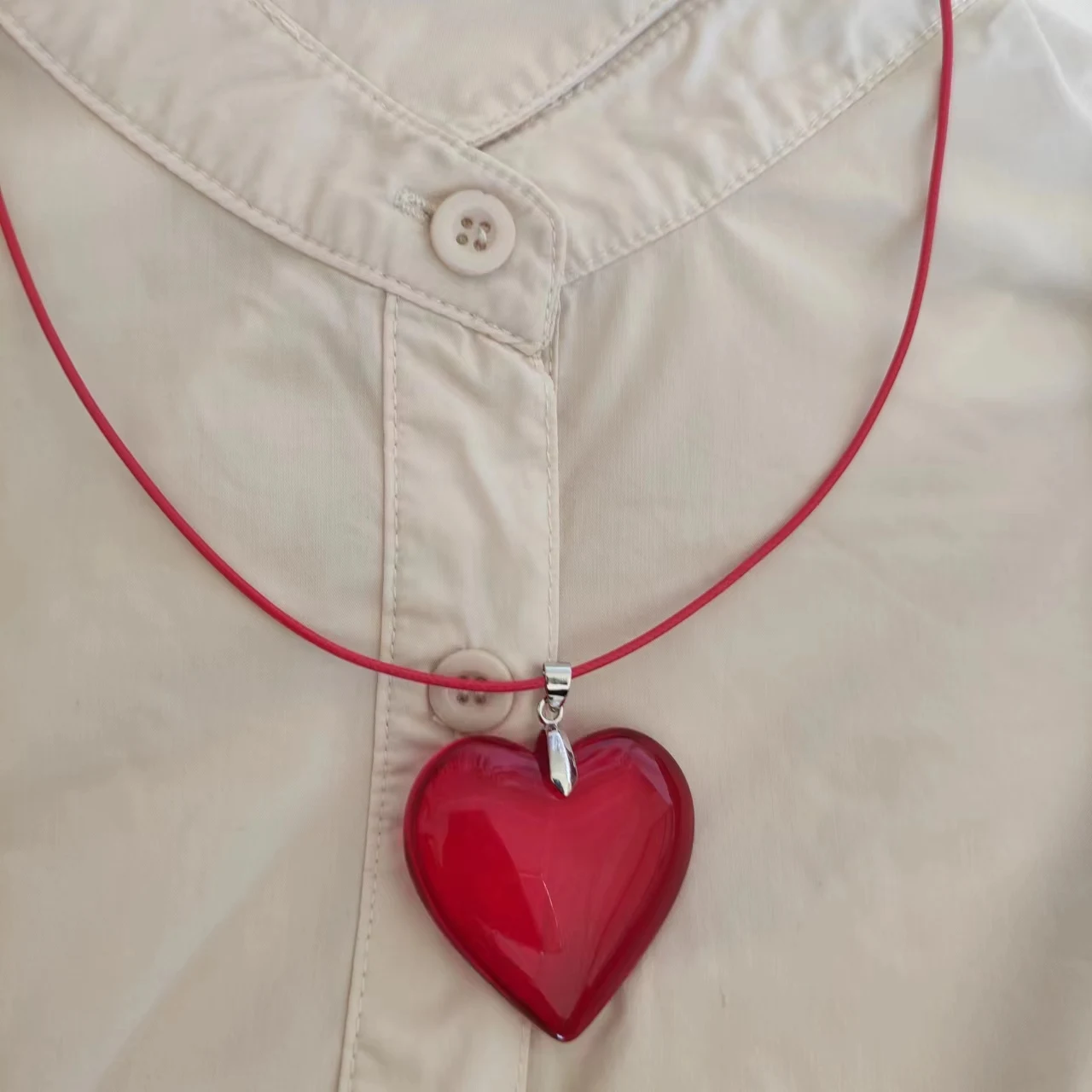 Olivia Ro's' Bad Idea Right? ' Matching Large Red Heart shaped Pendant Necklace New In 2024 Glass Rope Chain Jewelry Gift