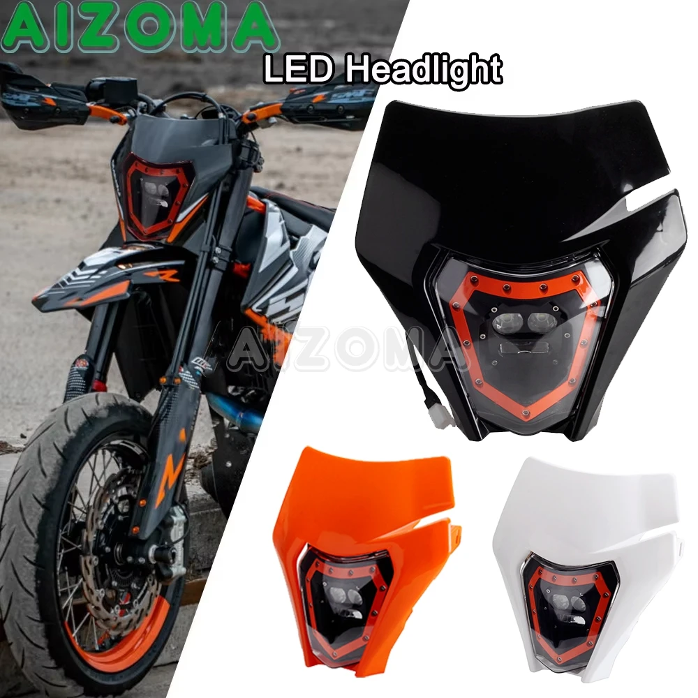 Motocross Dirt Bike LED E8 Headlight Mask Fairing Cover For For 690 Enduro R SMC-R EXC SIX DAYS Headlamp Running Light Shell