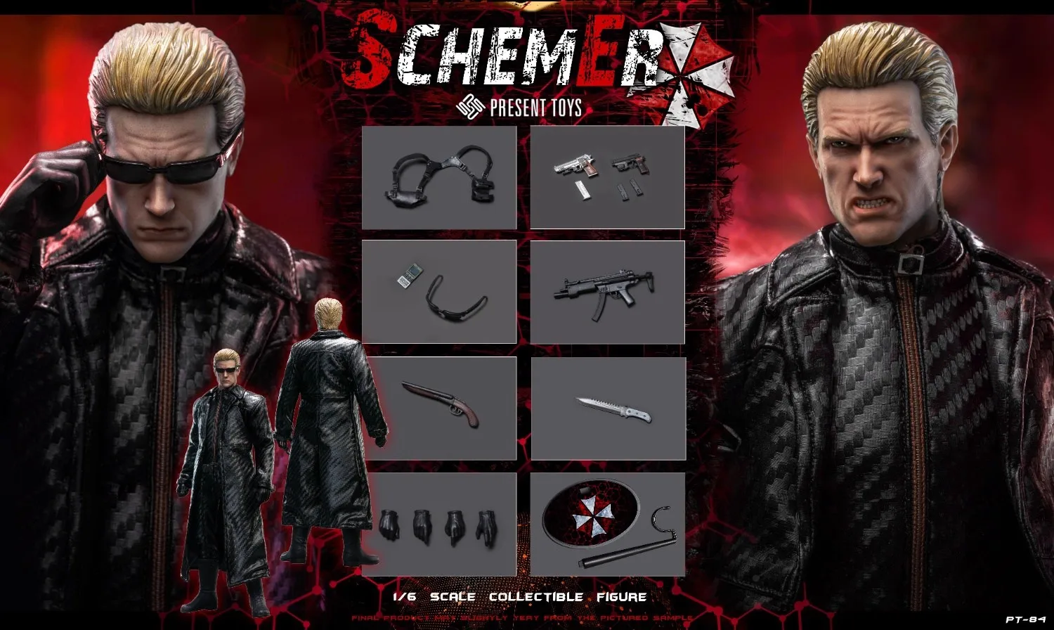 PRESENT TOYS PT-SP84 バイオハザード アルバート・ウェスカー In Stock PRESENT TOYS 1/6 PT-Sp84 Residentevil Schemer Albert
