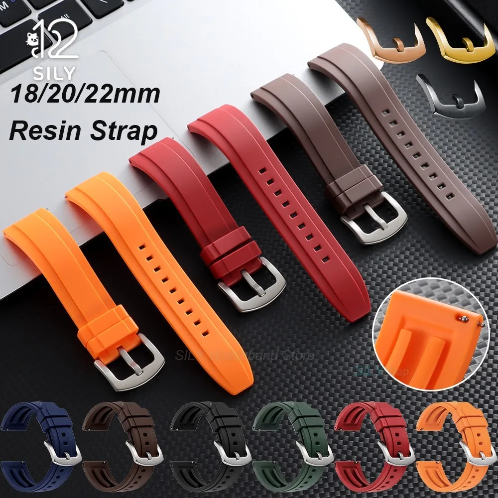 pulseiras-de-relogio-de-resina-a-prova-d'Agua-pulseira-de-silicone-universal-para-homens-e-mulheres-bracelete-de-liberacao-rapida-para-smartwatch-18mm-20mm-22mm