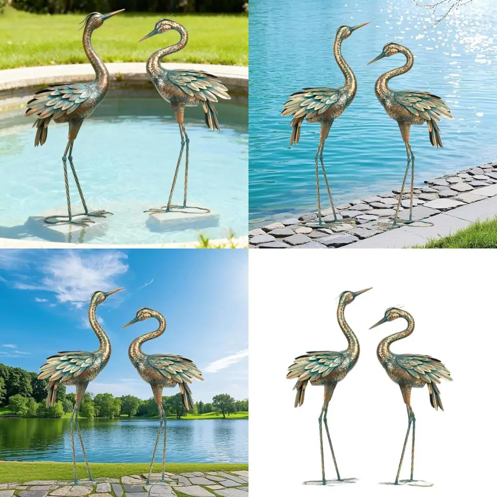 

Bronze Crane Garden Statue for Outdoor Patio and Lawn Decor